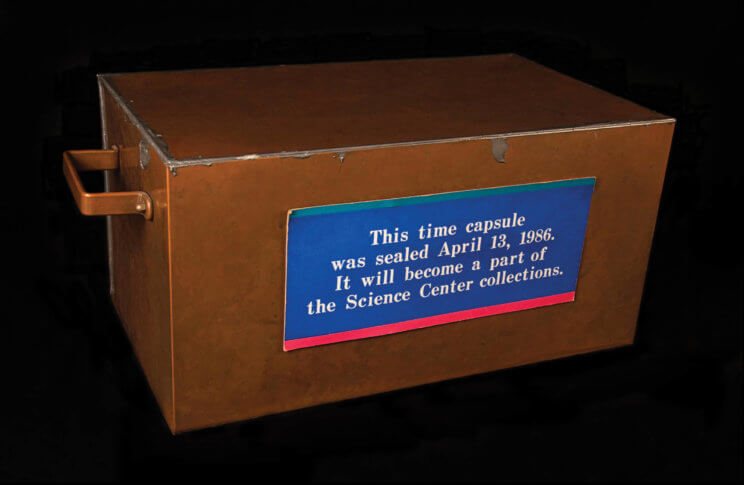 1986 Time Capsule Copper plated steel box, sealed shut Saint Louis Science Center’s Archives