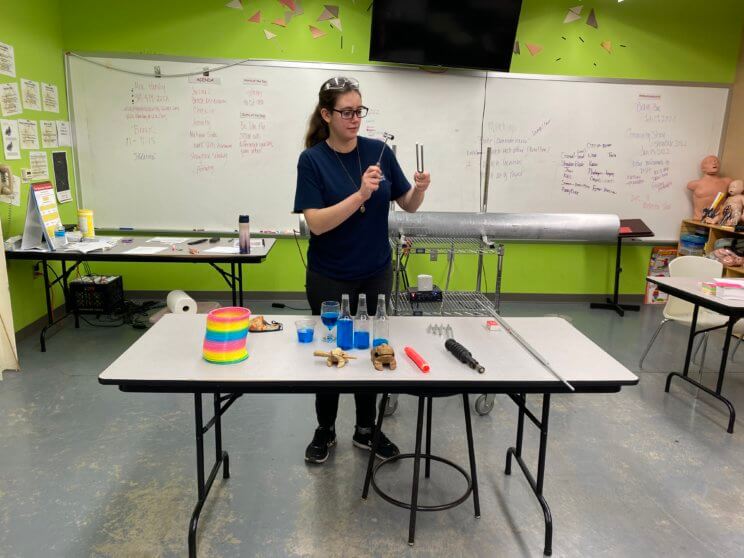 A Science Center educator facilitates the Science of Sound program.