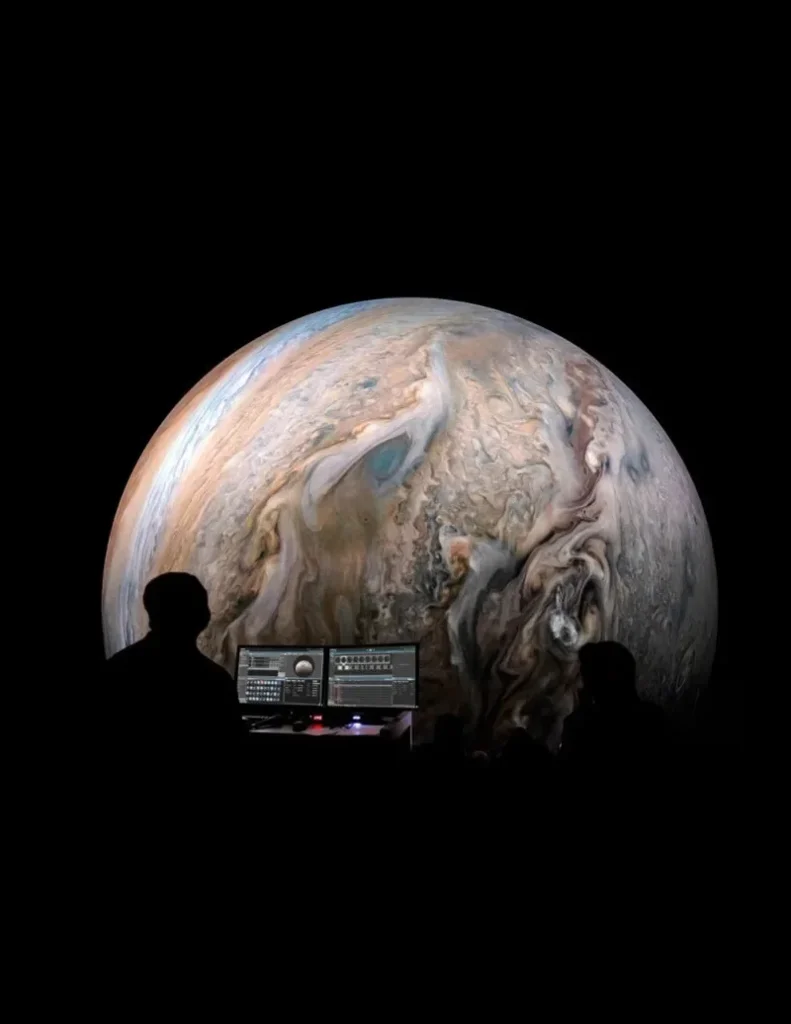 Photo depicting Jupiter as displayed by the Cosm Digistar projection system.