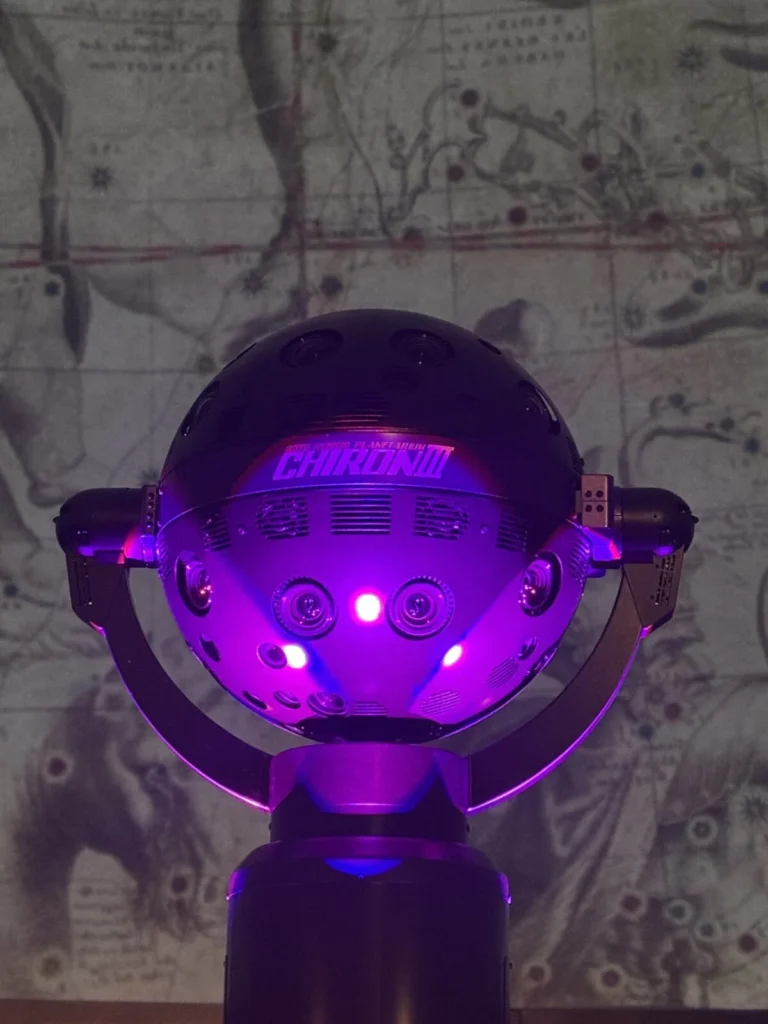 The GOTO Chiron III Hybrid Star Projector installed in the Saint Louis Science Center's James S. McDonnell Planetarium