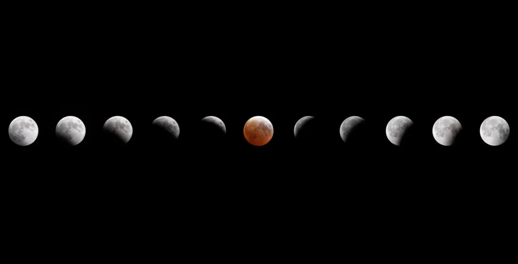 NASA image of a lunar eclipse occurring over the United States.